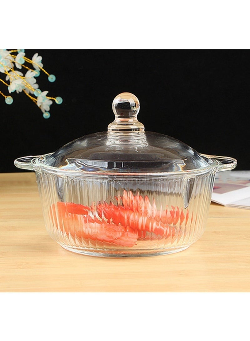 QUALITY High Temperature Resistance Big Food Tableware Kitchen Home Glass Soup Pot with Lid Dish Glass Casseroles - Image 2